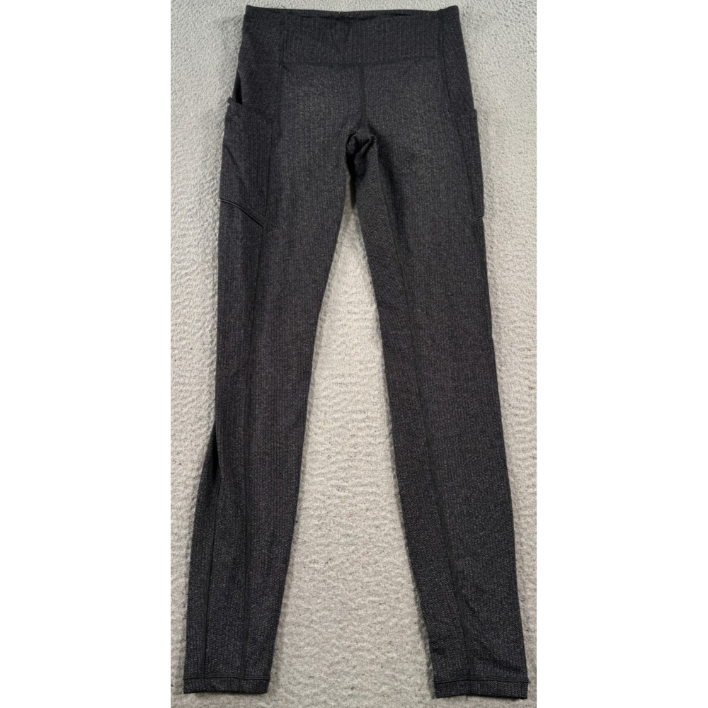 Lululemon Speed Up Leggings Womens 4 Gray Logo Stretch Skinny Pockets Athleisure